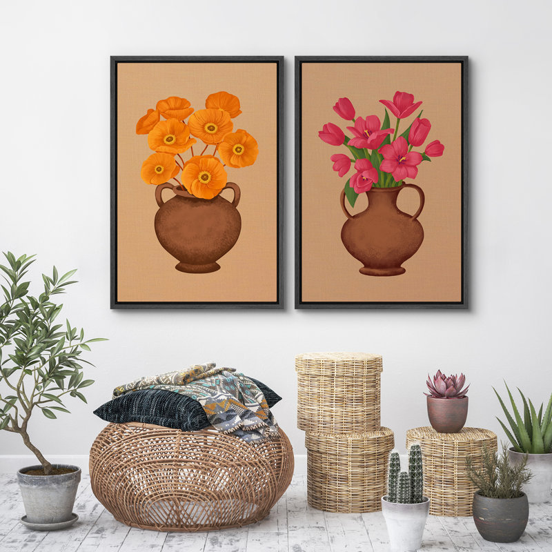 Élégance florale, classique, botanique, rétro, illustrations rétro, décor de salon, val173, Noir, H 24 po x l 16 po