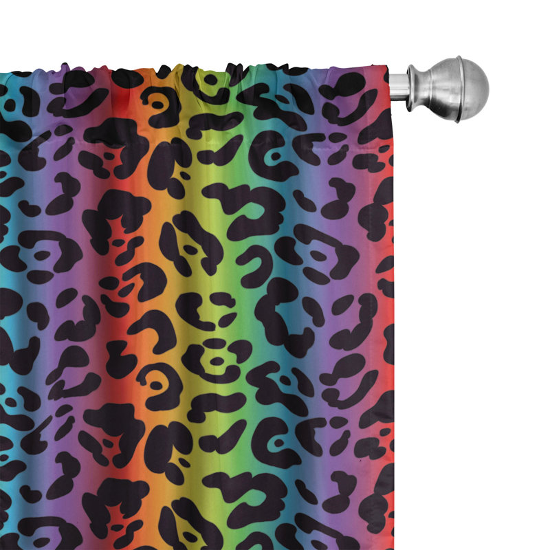 Leopard Print Semi-Sheer Rod Pocket Curtain Panels, 28" x 84"