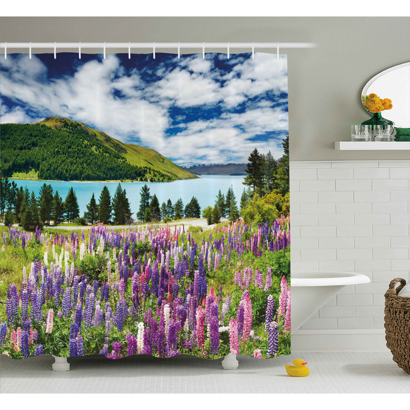 Rideau de douche décoration et crochets de douche florale lake Bleeker, H 70 po x l 69 po