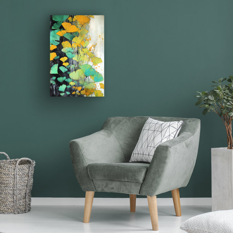 Art sur toile 6, feuilles, H 12 po x l 19 po