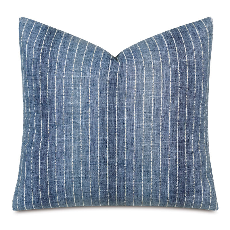 Kasama Blue and White Striped Square Polyester Throw Pillow