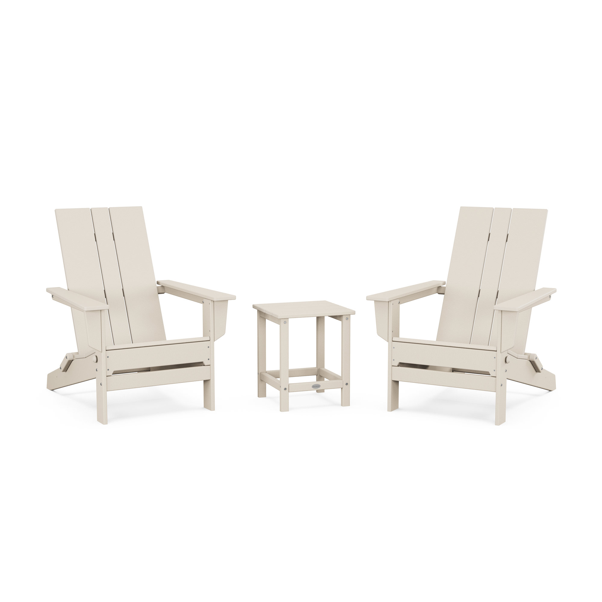 Foldable Outdoor Adirondack Chair With Table, Sand