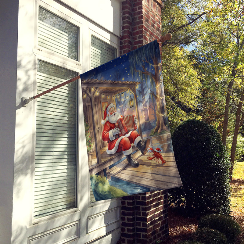 Cajun père Noël jouant au drapeau de la maison de Noël Zydeco, House Size, Père Noël cajun jouant au Zydeco