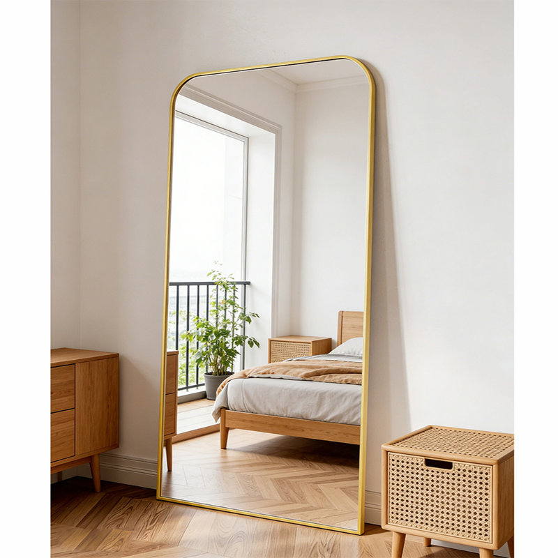 Full Length Mirror, Mirror Full Length With Stand, Floor Mirror With Aluminum Alloy Frame For Bedroom Living Room Entryway Vanity Room
