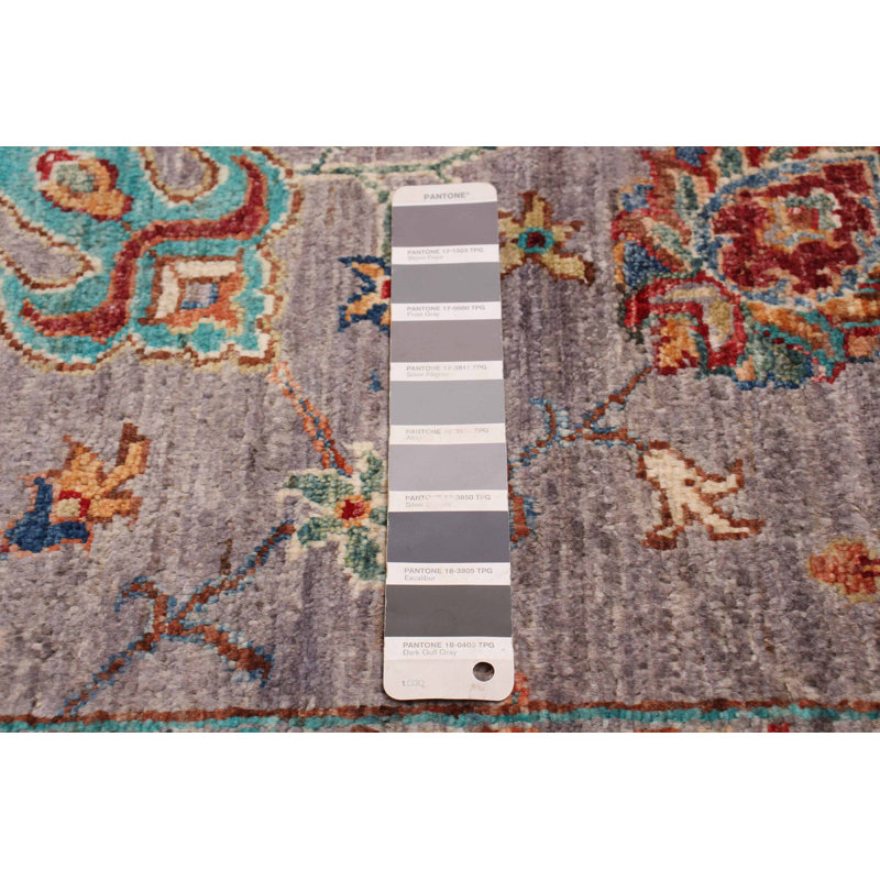 Tapis gris nouvel âge en laine 5 pi 9 po x 8 pi 1 po Zanay