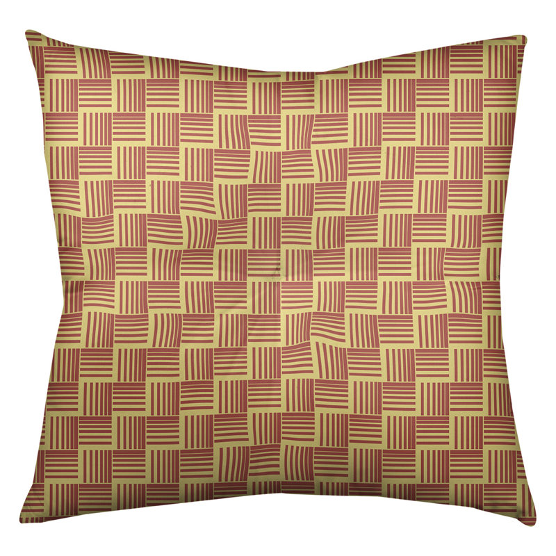 Coussin de sol classique à rayures Baskettressées, 26 po x 26 po, Jaune/rouge