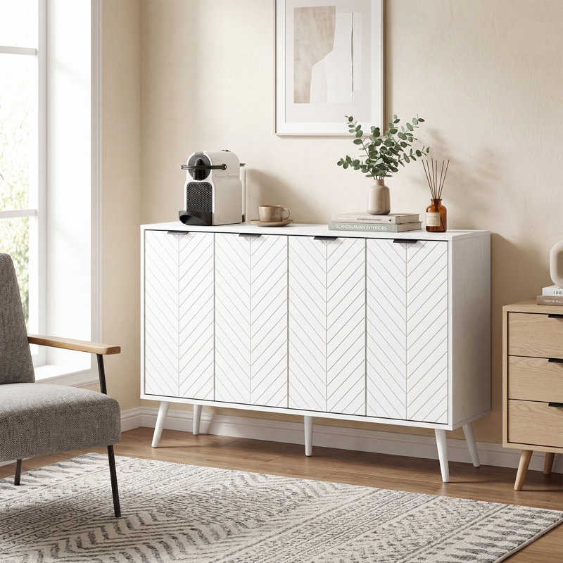 Buffet 47 po, armoire avec tablettes réglables, blanc