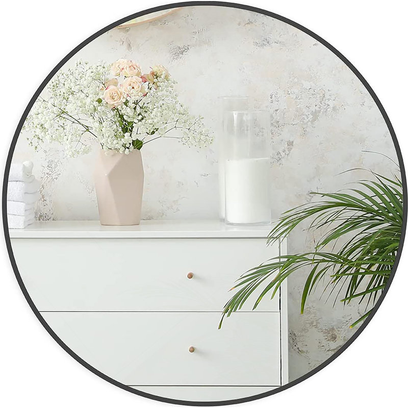 Miroir mural rond 24 po., 24 po x 24 po, Noir