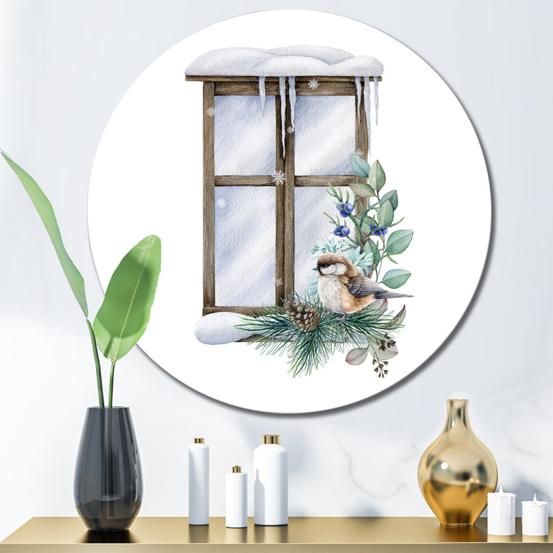 Arrangement hivernal avec oiseau - peinture sans cadre
