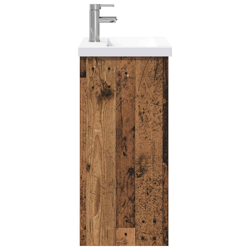 Vanity & Mirror Set, Medium Wood