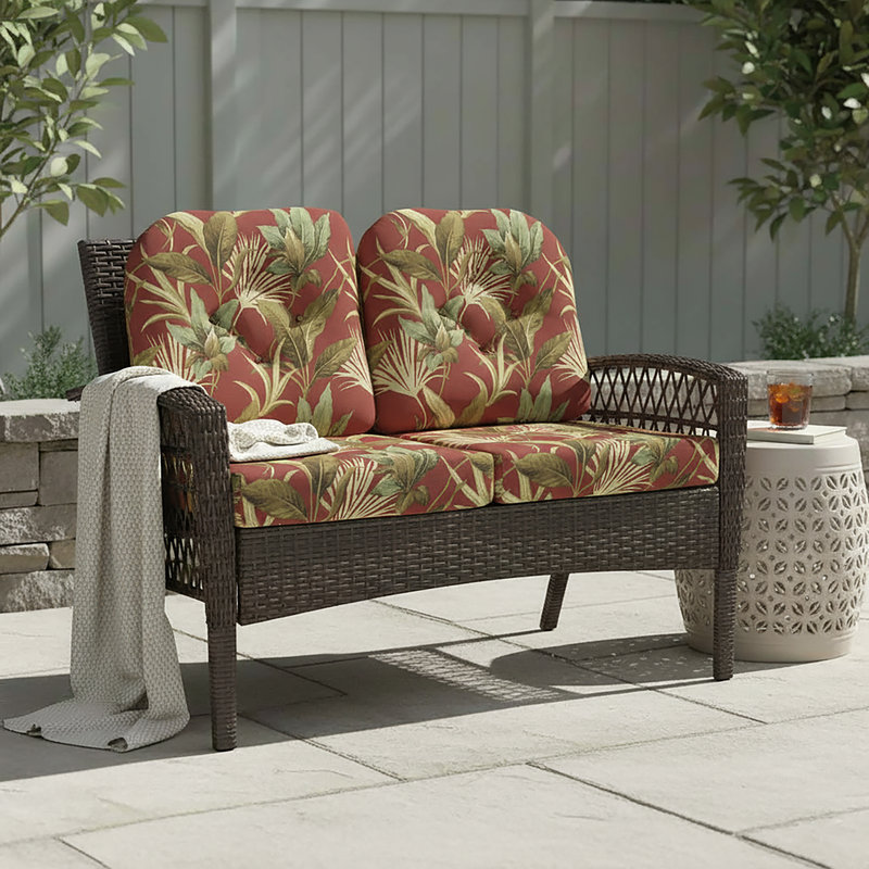 Coussin de remplacement pour causeuse d'extérieur Sunbrella, Tiki cramoisi floral