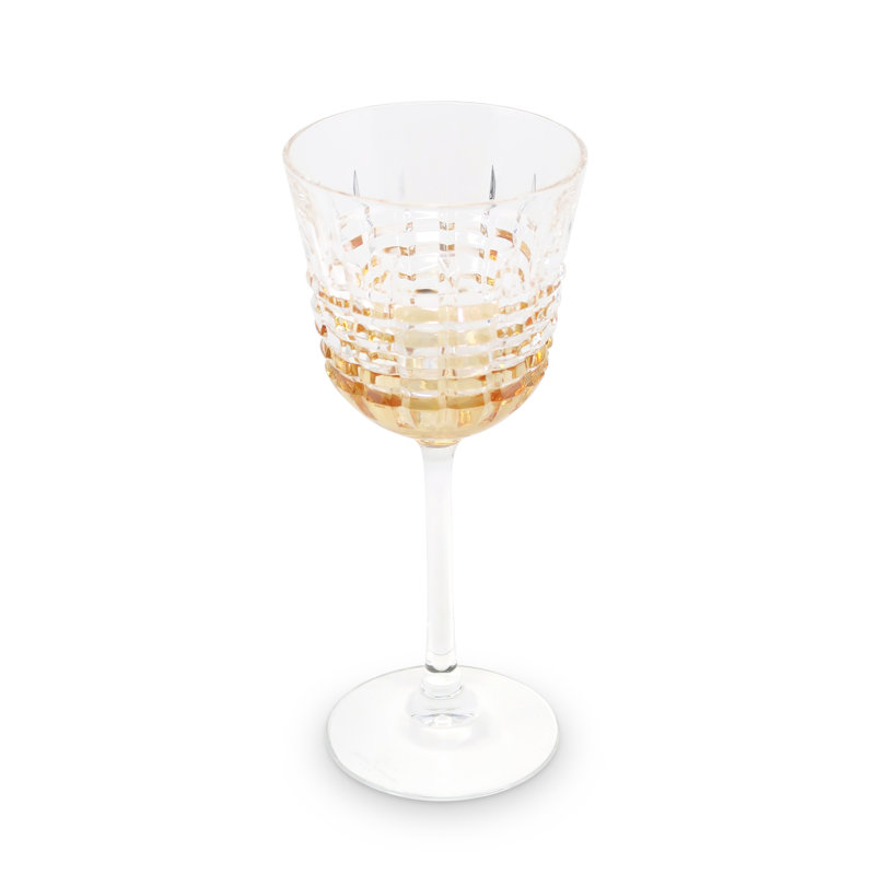 Set of 6 Wine Glasses, Clear/Amber