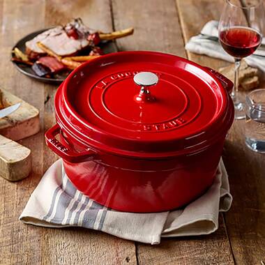 Staub Enameled Cast Iron Round Shallow Cocotte 6 Qt Dutch Oven NIB -  Catherine's Loft