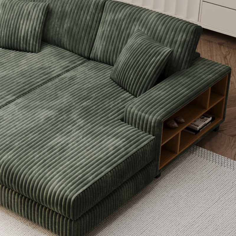 Canapé convertible combiné, tissu velours côtelé, canapé-lit moelleux moderne, fauteuil double salon surdimensionné, vert