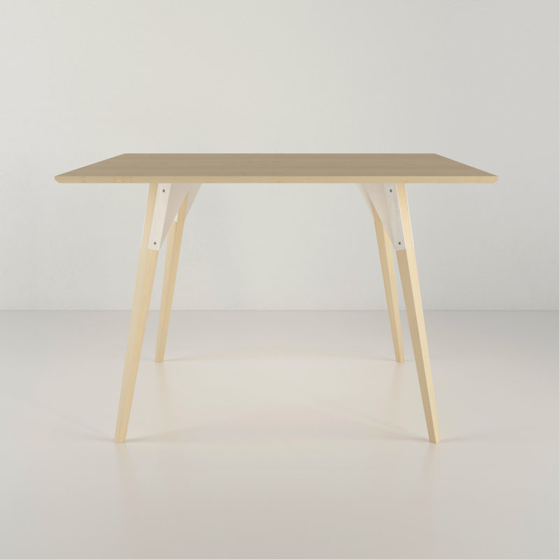 Table de salle à manger Clarke, H 30 po x L 46 po x l 46 po, Blanc / érable, Érable