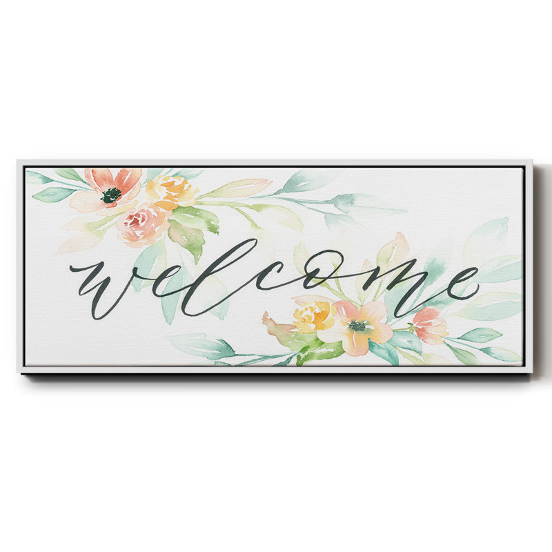 Welcome- Framed Canvas, 12" H x 30" W