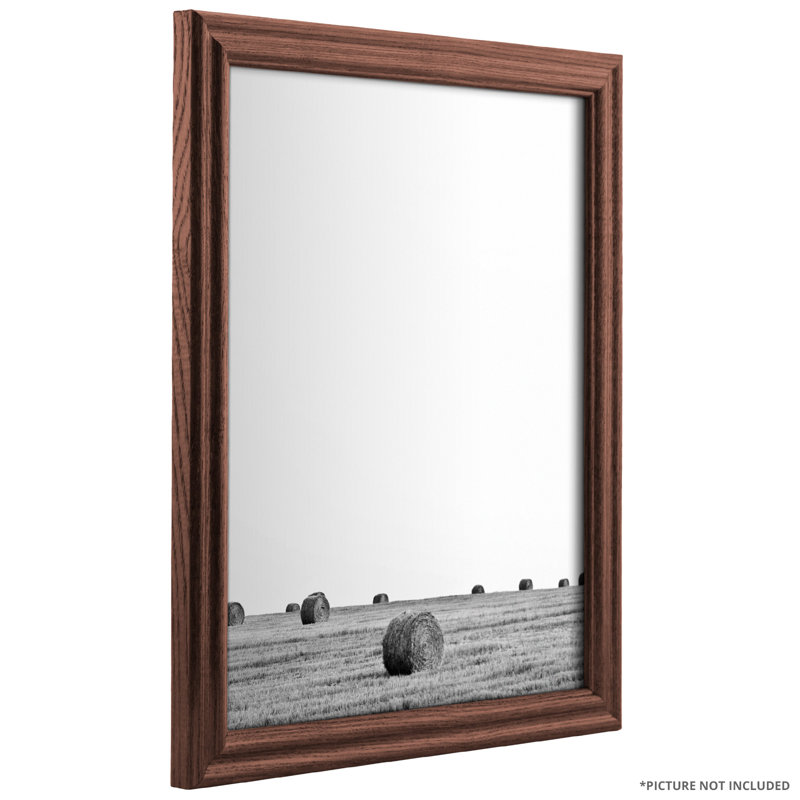 Cadre photo simple en bois biseauté, L 20 po x H 20 po, Noyer brun