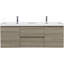 Meuble-lavabo flottant de 60 po avec lavabo, armoire de rangement murale avec lavabo à surface solide, deux lavabos et tiroirs à fermeture en douceur entièrement assemblés
