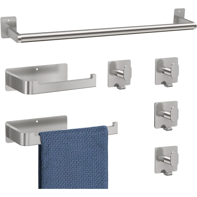 Ensemble de quincaillerie de salle de bain 7 pièces, Nickel brossé