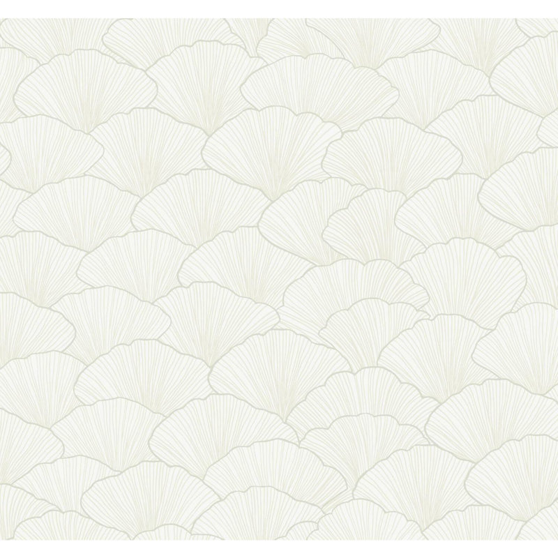Papier peint lumineux ginkgo, Blanc / Crème