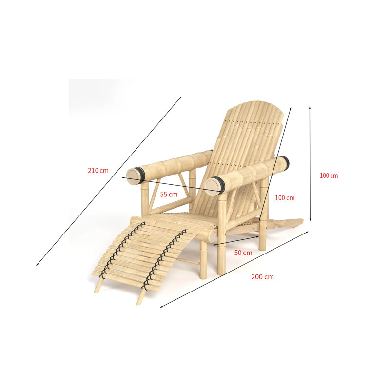Bamboo Recliner Chair Set With Bamboo Side Table
