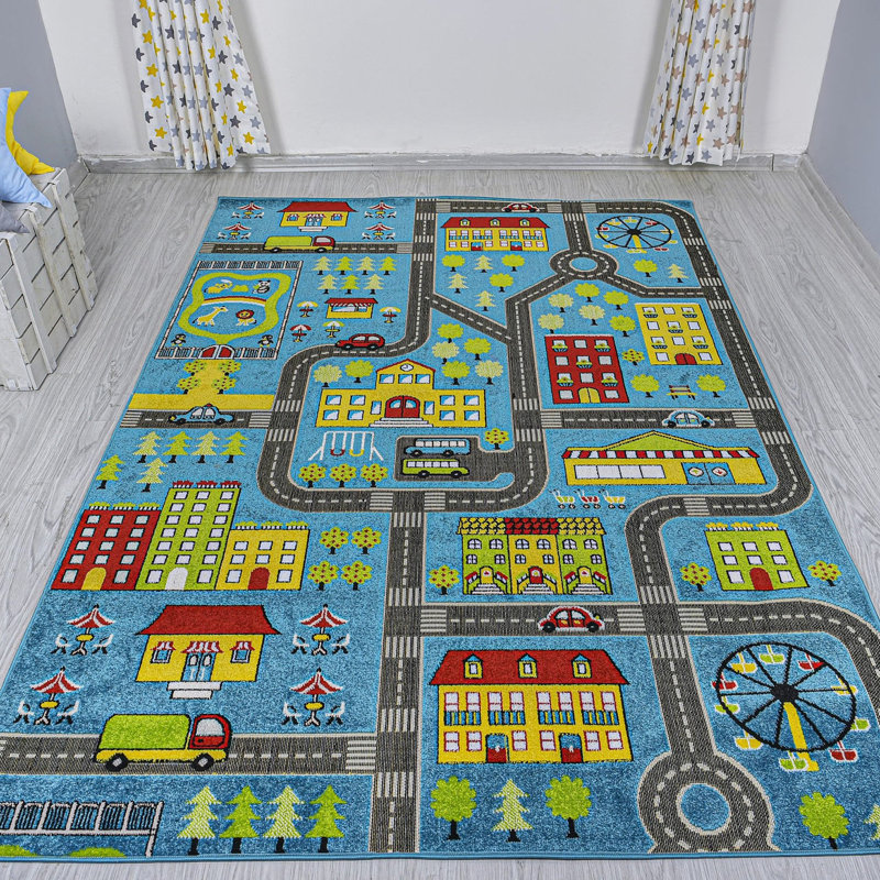 Caputo Machine Woven Blue/Grey/Green/Red Rug, Rectangle 140 x 200cm