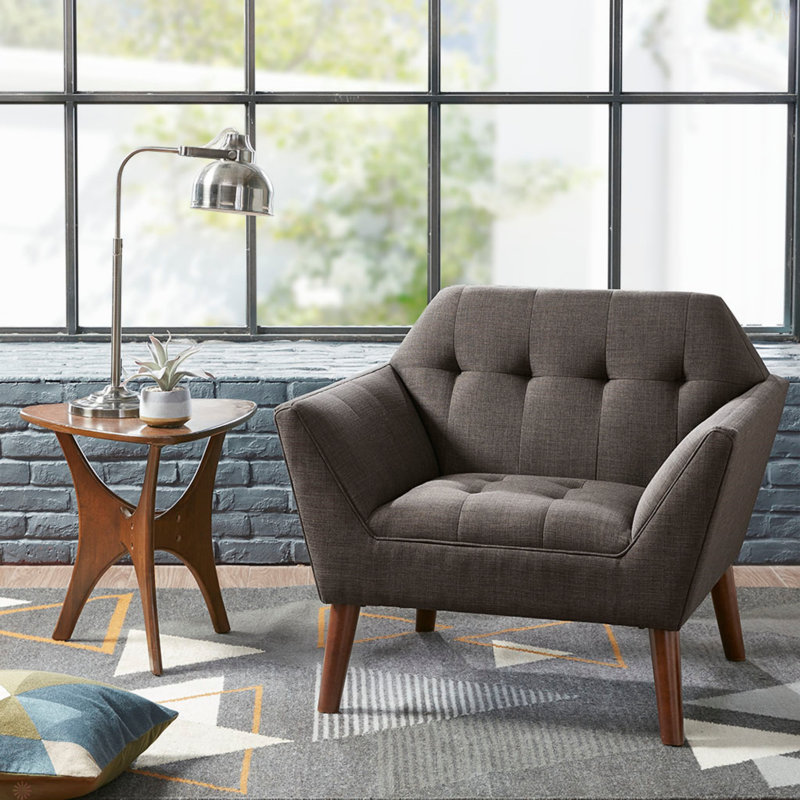Fauteuil capitonné de 37 po de large Reuland, Polyester gris anthracite