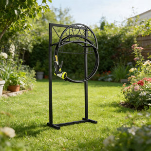 Support pour boyau d'arrosage robuste, capacité de 151 pi, avec panier de rangement