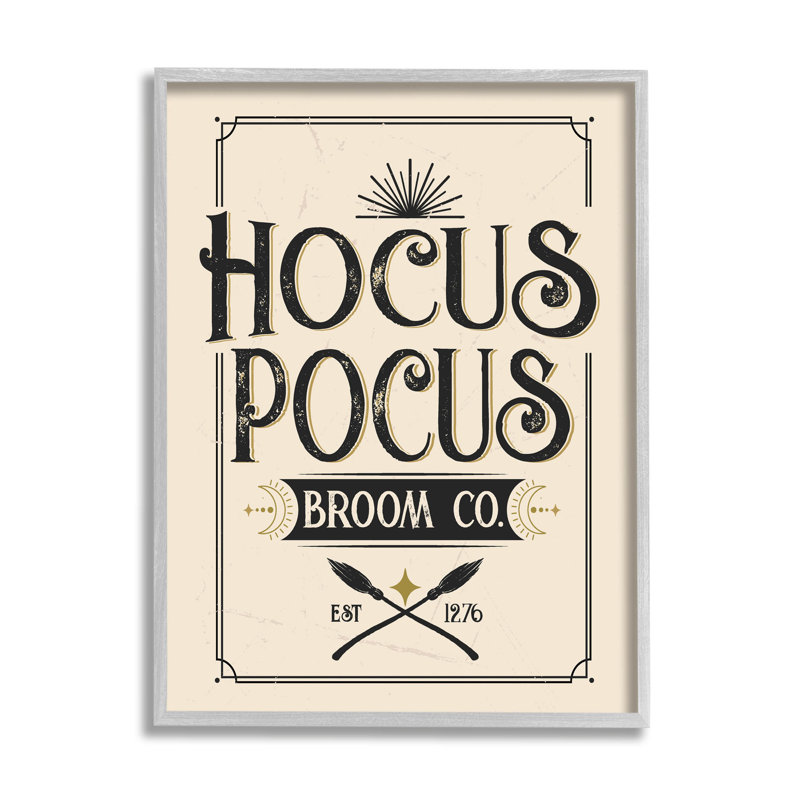 Hocus Pocus Broom Co at-114, H 20 po x l 16 po x P 1,5 po, Estampe numérique Farmhouse