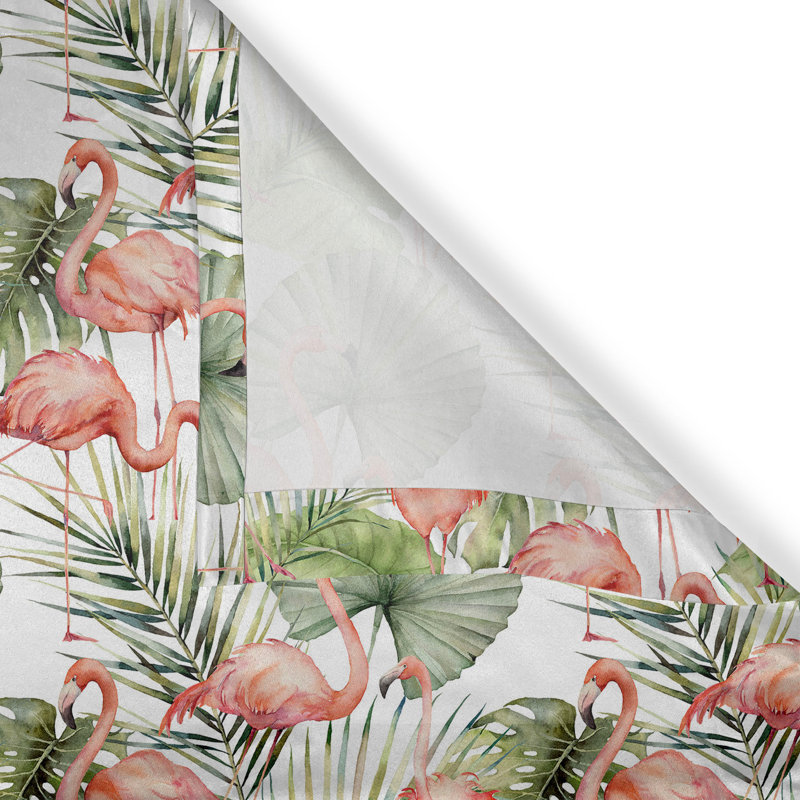 Rideau à œillets exotique Bay Isle Home ™ avec flamants roses Monstera et corail / vert olive / blanc, L 50 po x L 108 po