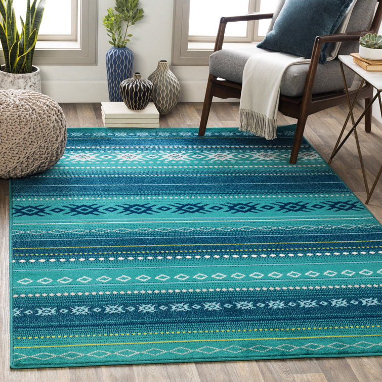 Tapis bleu sarcelle / bleu foncé Hendrum