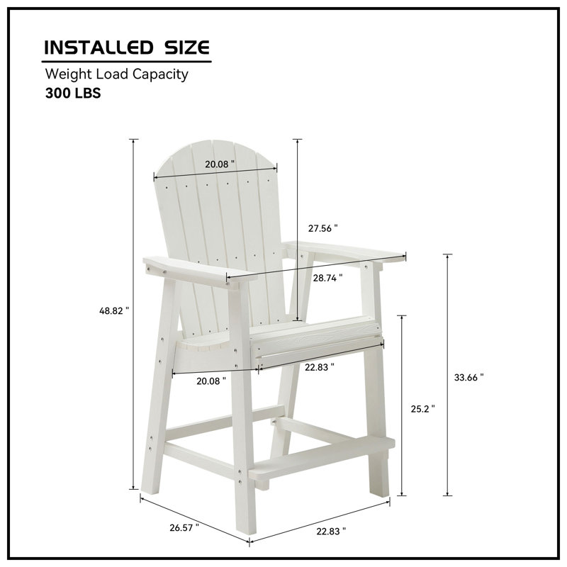 Hammett HIPS Outdoor Adirondack Bar Chairs, Matte White