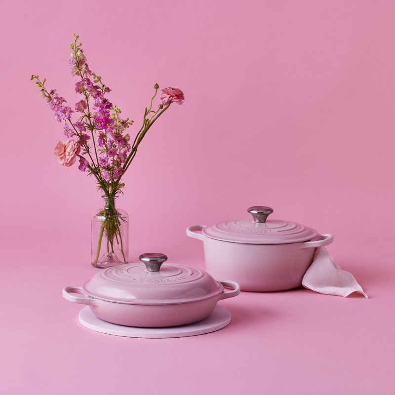 Le Creuset Cast Iron Shallow Casserole, 30cm / 3.5L, Shell Pink
