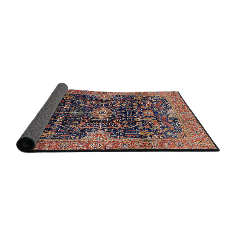Tapis oriental rouille / bleu / brun, Rond 5 pi