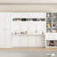Grand lit blanc avec tablettes, garde-robe et tiroirs, meubles multifonctionnels pour économiser de l'espace dans les chambres, rangement intégré à taille ajustable, chambres d'amis parfaites pour la maison, maximisation-2026528419