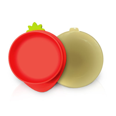 P.t. Supply Co. Red Small Strawberry Shaped Silicone Pet Bowl With Non-slip Suction Base