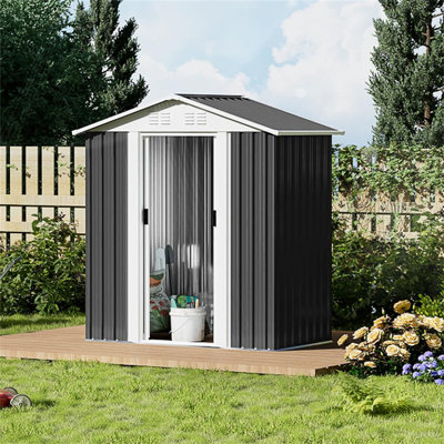 Remise de rangement d'extérieur gris foncé 5 pi x 3 pi avec structure en alliage d'aluminium et base