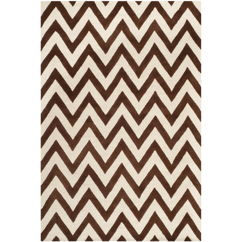 Sanyla Hand Tufted Wool Chevron Rug, Rectangle 6' x 9'