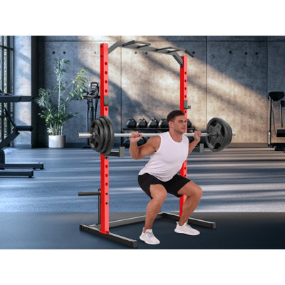 Squat Rack, Multi-function Power Cage Rack, Squat Rack With Pull-up Bar, J-hooks, More Training Attachment For Home Gym