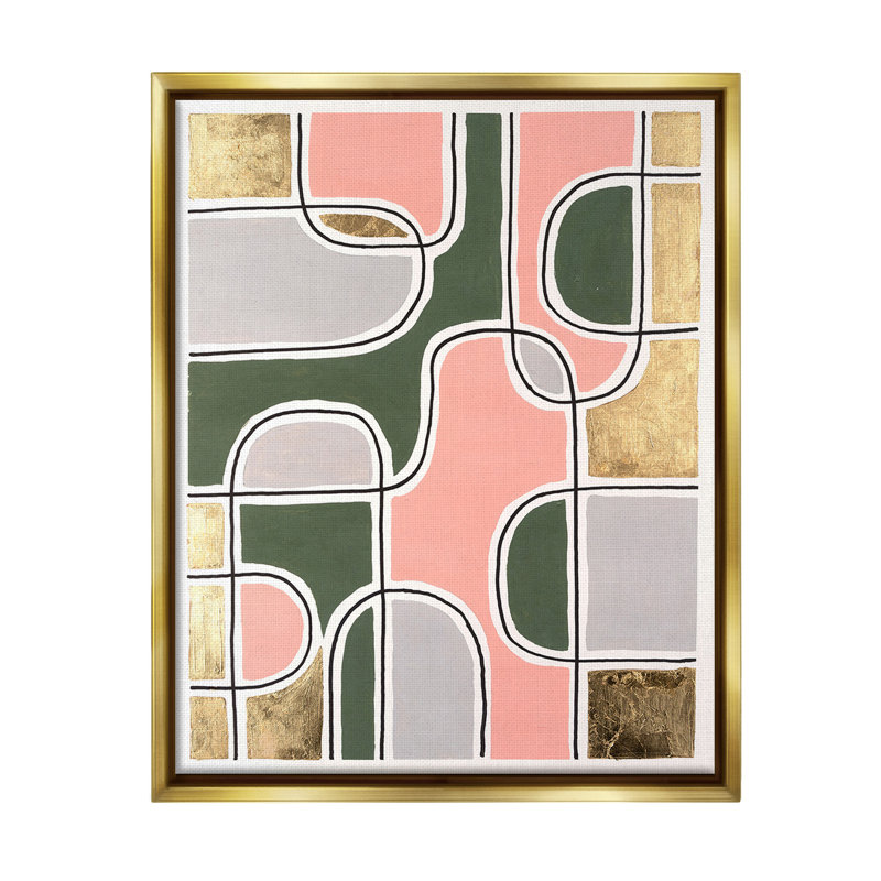 "Modern Shapes And Glam" par Michael Willett sur toile, Cadre flottant métallique doré, H 21 po x l 17 po