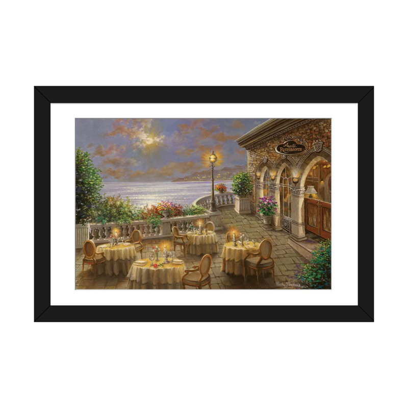 «A Romantic Dining Invitation» par Nicky Boehme, reproduction sur toile tendue sur châssis, Blanc, Papier d'art encadré noir