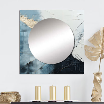 Minimalism Black And White Paint Corner III - Coastal Decorative Mirror, White Wall Mirror, Printed Metal Art