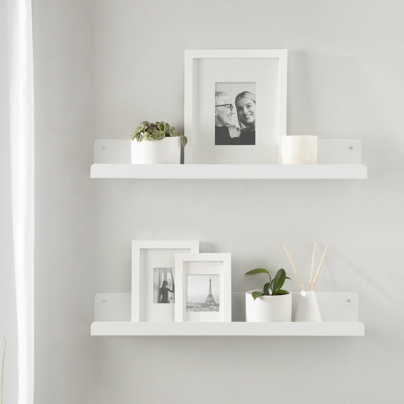 Tara 23.75" W Metal Rectangle Floating Shelves, White, 3.25" H x 23.75" W x 4.5" D