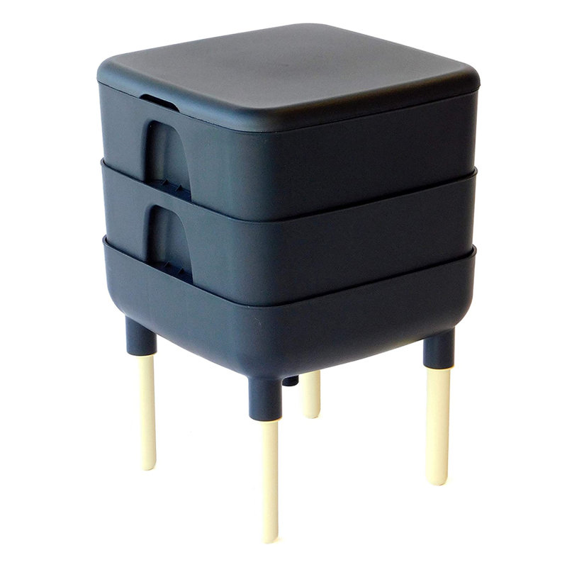 FCMP Outdoor Essential Living  Worm Composter Bin W/ Garden Trays, Black