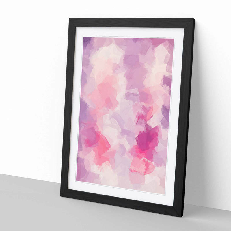 Pink Clouds in Abstract - Framed Print, 91cm H x 60cm W x 2cm D, Black