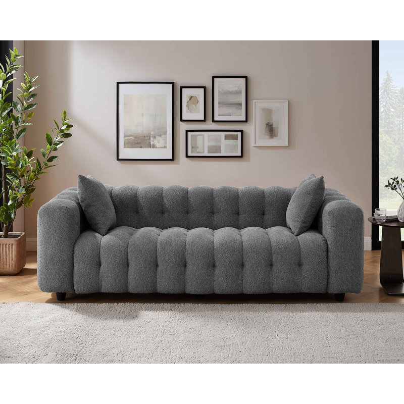 Lavance 227.1Cm Rolled Arms Chesterfield Sofa, Grey