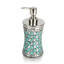 Distributeur de savon liquide en verre turquoise et argent avec mosaïque