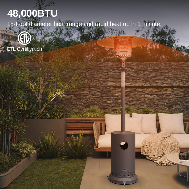 Bronze 48,000 BTU Propane Patio Heater with Stainless Steel Burner