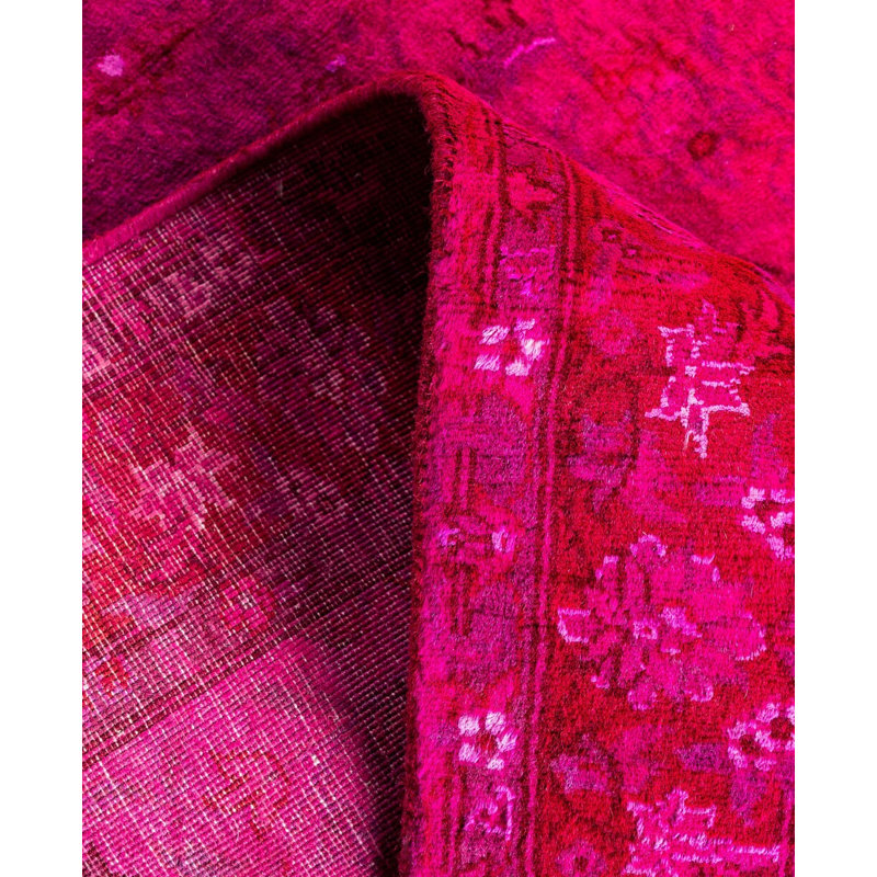 Overdyed Hand-Knotted Wool Modern-Contemporary Pink Runner 2' 8" x 6' 7"