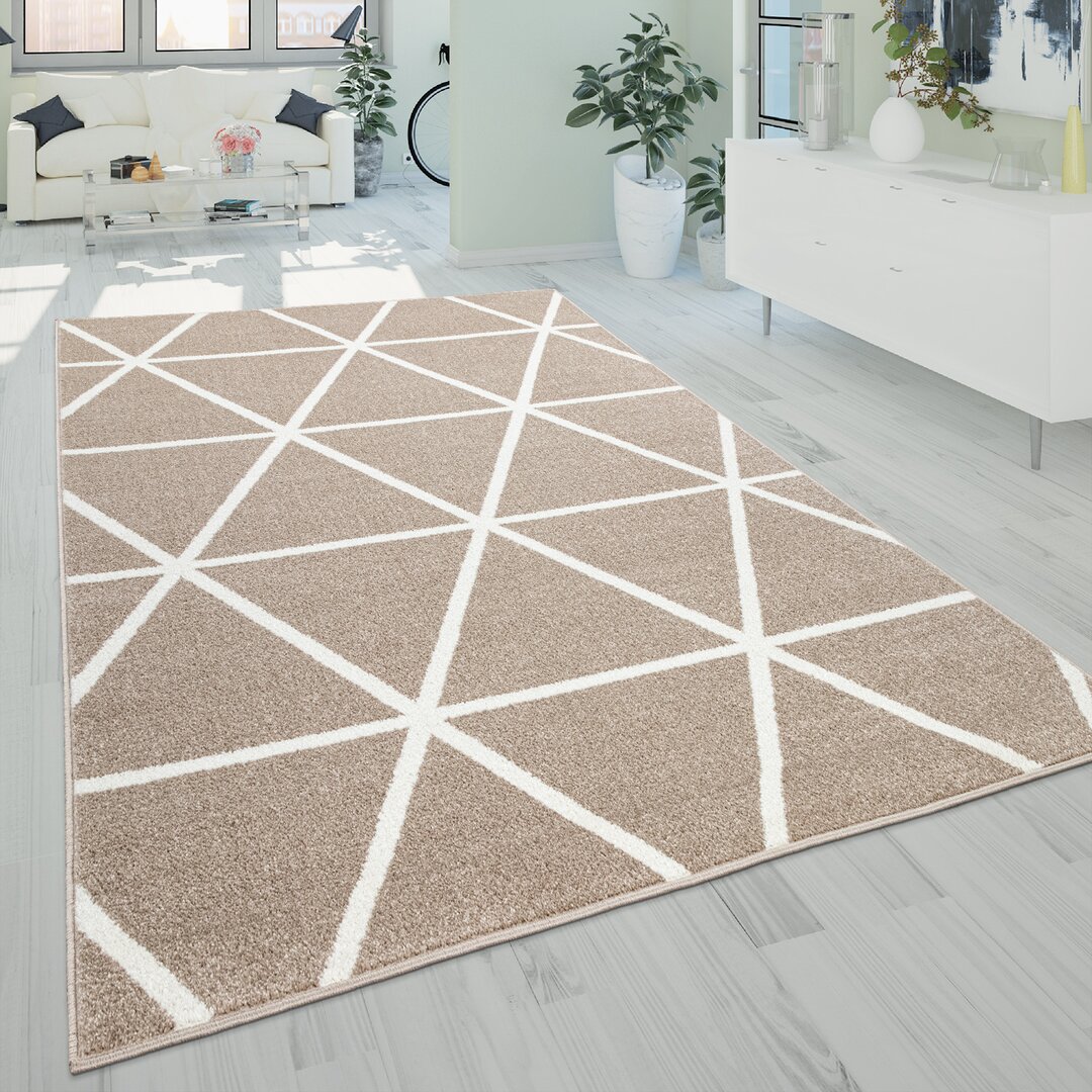 Skandinavischer Hochflor-Teppich Acsa in Braun/Beige